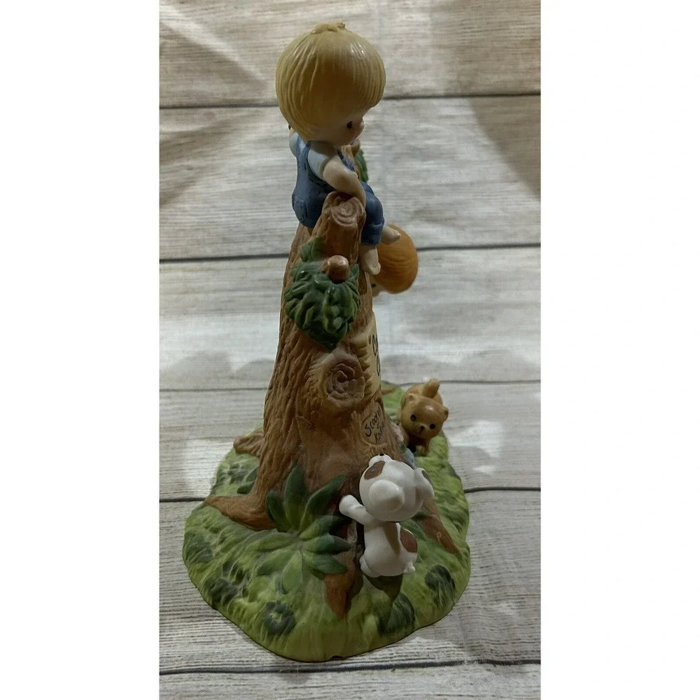 Vintage Enesco Country Cousins Katie & Scooter Playing in Tree Tire Swing Pets